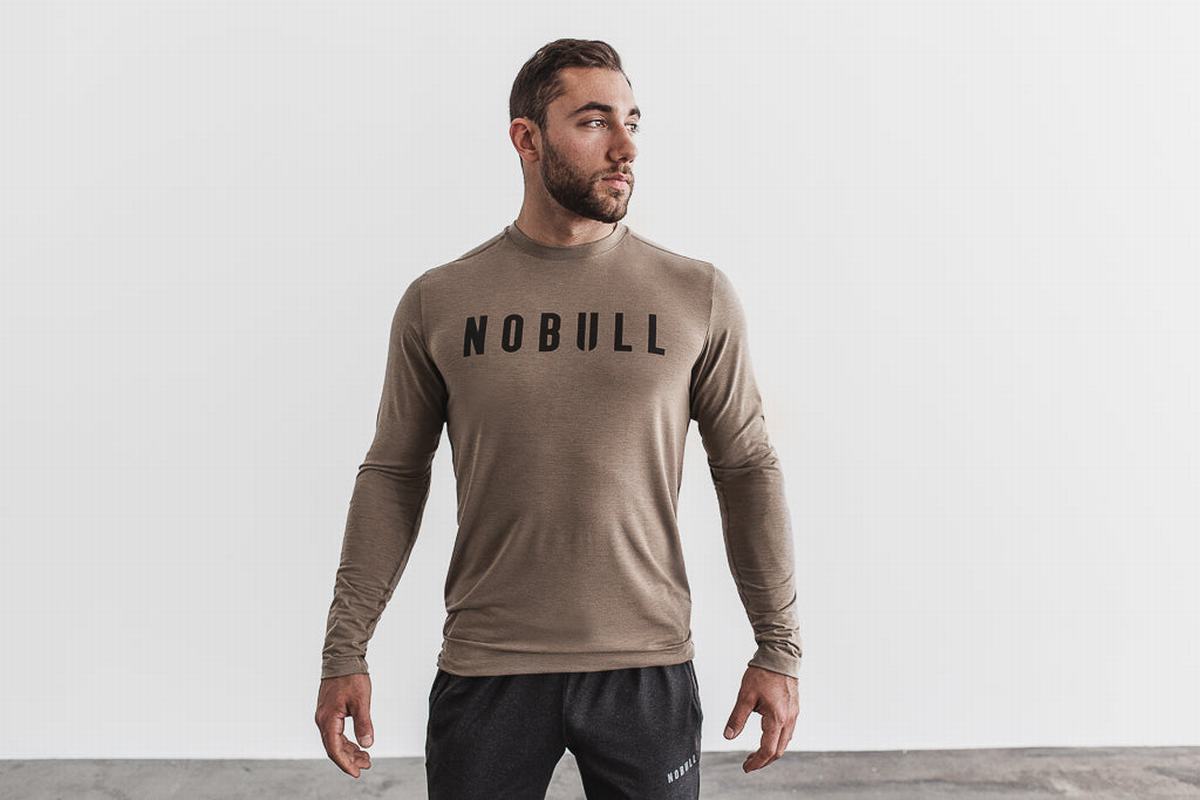 Nobull Men\'s Long Sleeves Light Brown | Australia (KB0752)